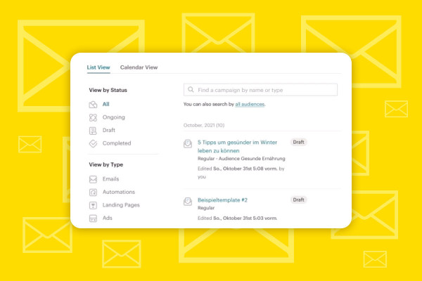 Mailchimp: 4.2 | Se och redigera kampanjer