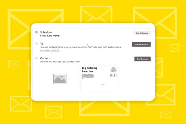 Mailchimp: 6.2 | Cartoline postali ricorrenti e altri tipi di cartoline Mailchimp.