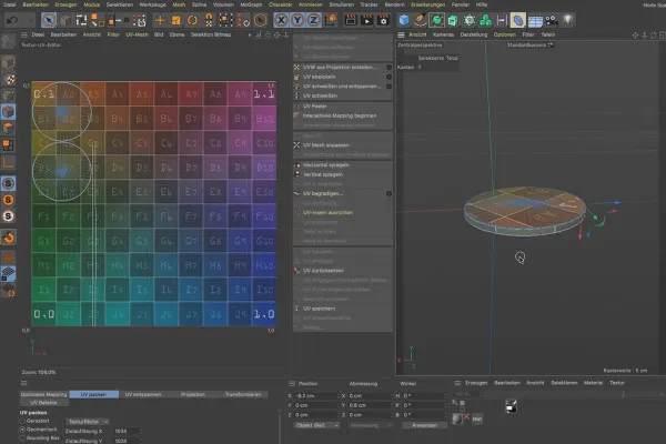 BodyPaint 3D-Tutorial: 1.3 실린더 펼치기