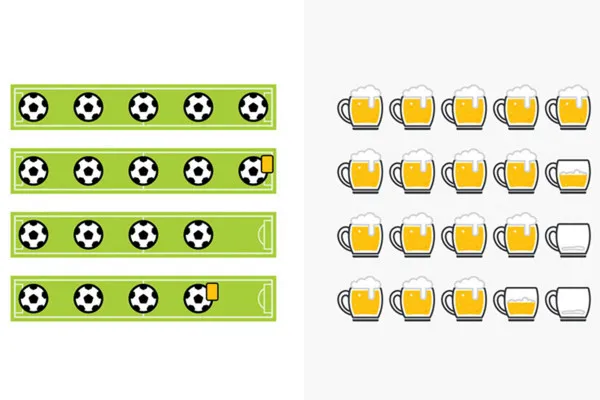 Grafik-Vorlagen für Bewertungssysteme von Online-Shops – Fußball und Bierglas