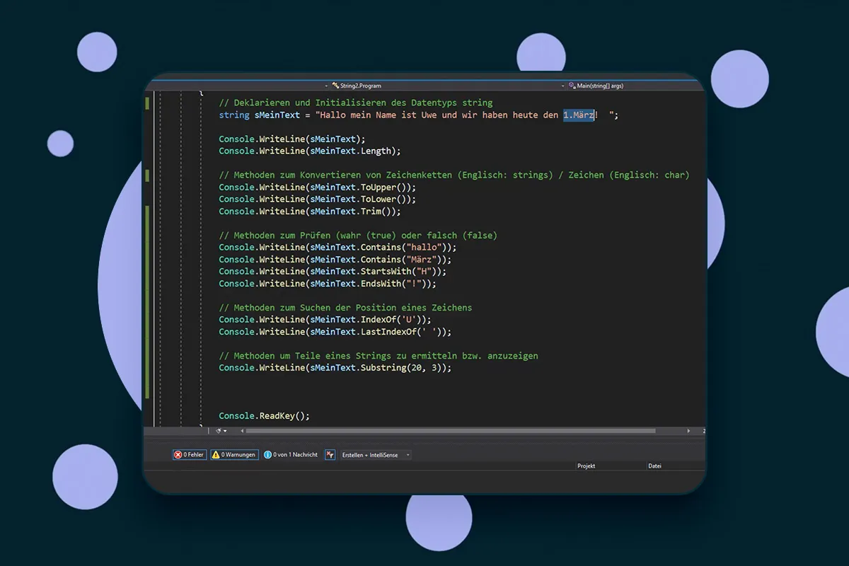 C# Programování: 5.5 | Příklady datových typů část 4 (např. metody řetězce jako Hledat, Změnit)