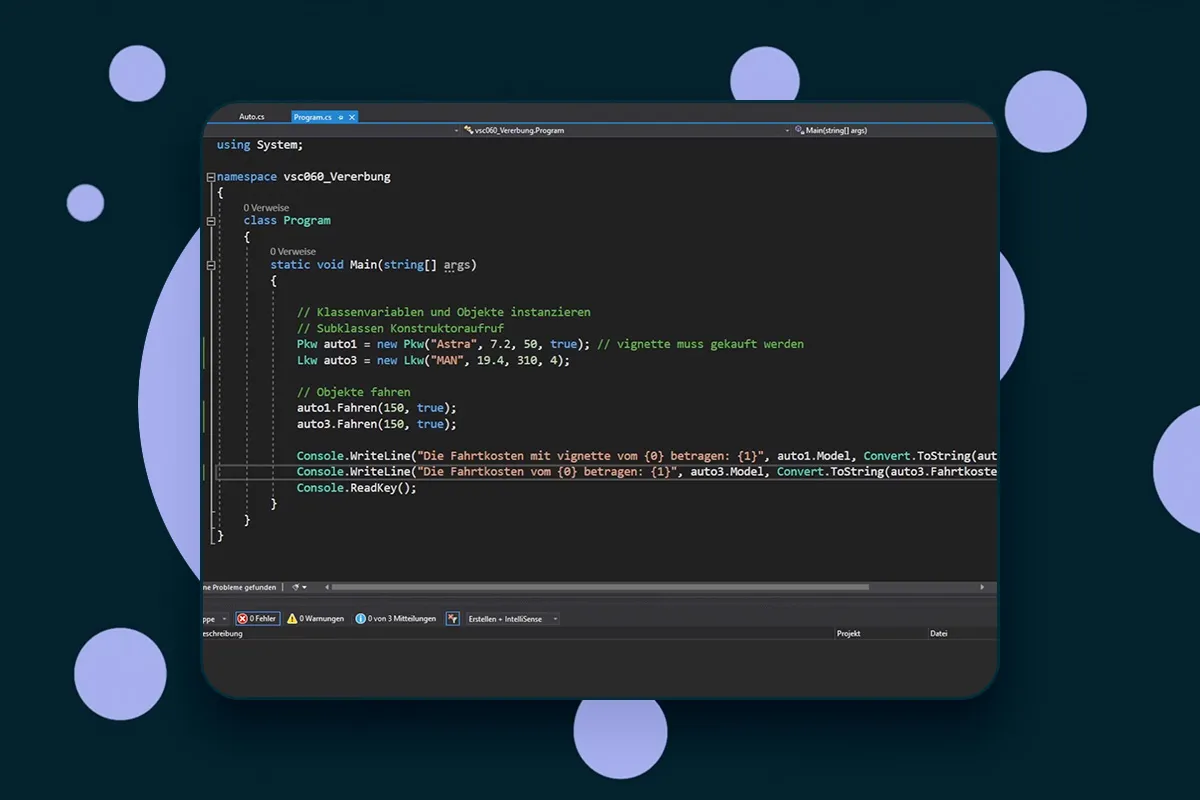 C# programování: 10.8 | Dědičnost (část 2, řešení podtřídy)