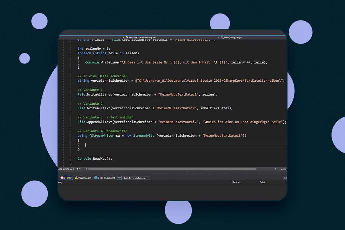 C#-programmering: 12.2 | Skriving av tekstfiler
