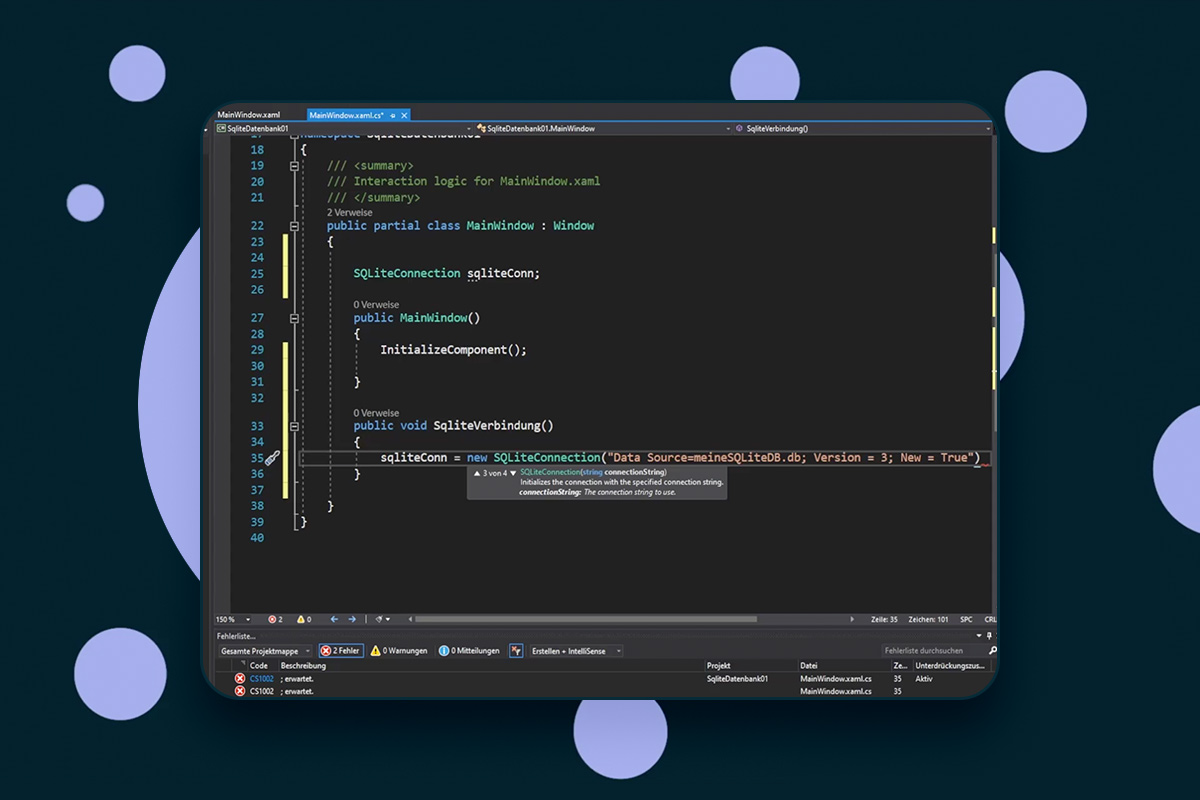 C#-programmering: 14.3 | Etablere tilkobling til SQLite-databasen (inkl. Connectionstring)