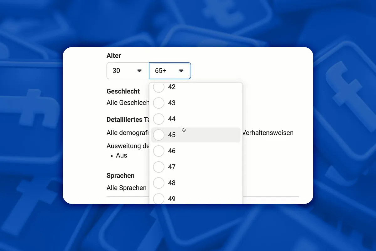 Facebook Marketing: 6.5 | Zadání věku a osobních údajů do cílové skupiny.