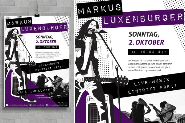Müzisyenler ve gruplar için tasarım şablonları - Vol. 1: Grup posteri, konser afişi