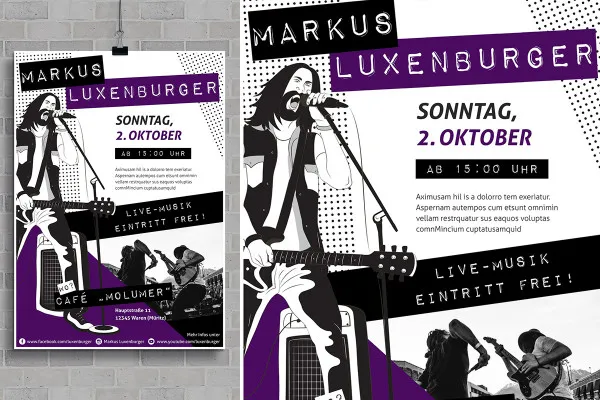 Ontwerpsjablonen voor muzikanten en bands - Vol. 1: Bandposter, Concertposter