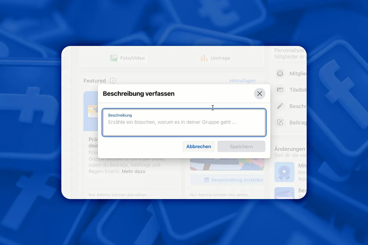 Facebook-Marketing: 15.3 | Přidat popis do skupiny.