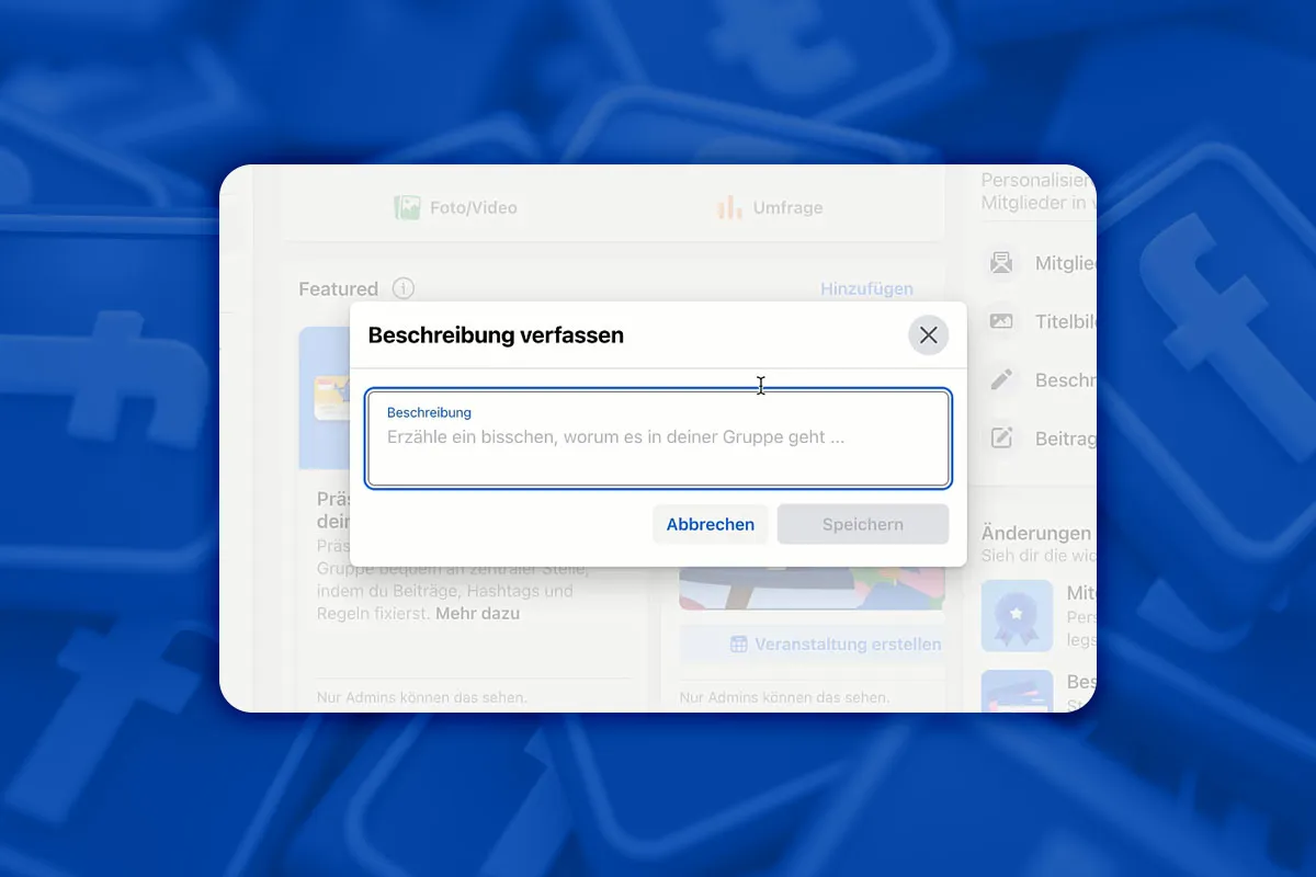 Facebook-Marketing: 15.3 | Beschreibung zu einer Gruppe hinzufügen
