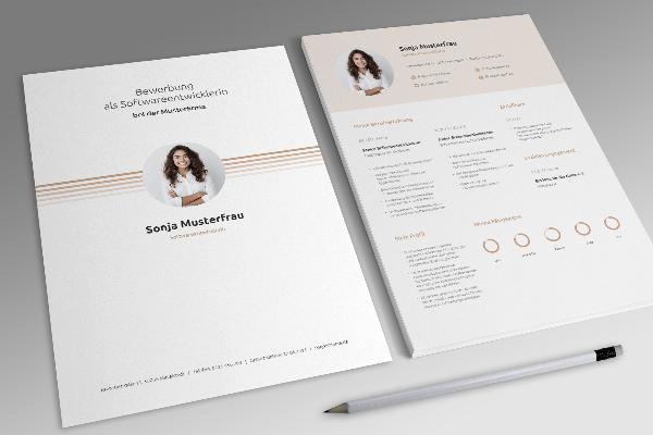 Jobbsøker mal for programvareutvikler (m/w/d) i pastellorange.