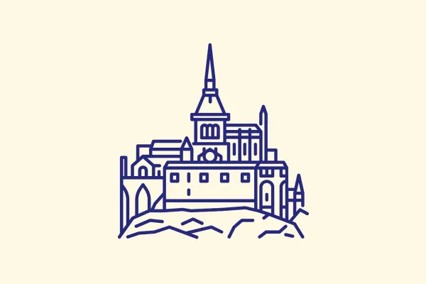 Ikony z symbolami we Francji: Wieża Eiffla, Luwr, Notre-Dame i inne.