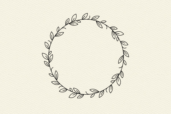 Cadre rond avec feuilles et branches