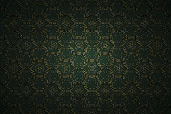 Goldene Ornamente auf grünem Hintergrund – Version 3