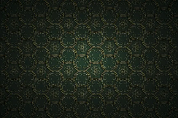Golden ornaments on a green background - Version 3