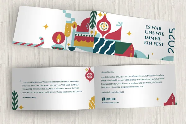 "Christmas Eve" - business Christmas card template (narrow folded card)