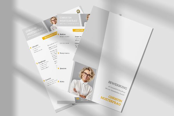 Muster zur Bewerbung als Immobilienkauffrau, Immobilienkaufmann (gelb)