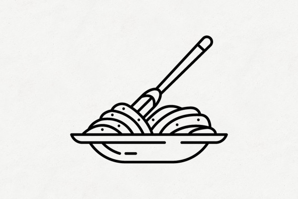 Icons „Food & Drinks“ für Restaurants: Pasta, Sushi, Pizza, Nudeln und Salat