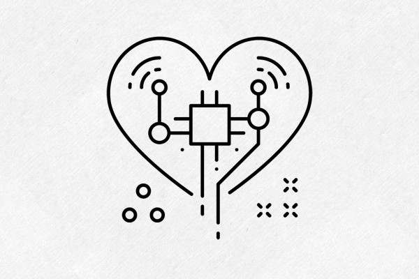 Iconos "TI y tecnología digital": inteligencia artificial, hombre-máquina