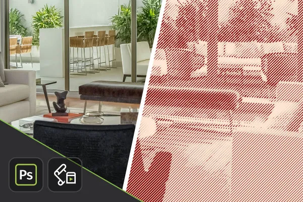 Photoshop akce „Gravírování a barevný efekt” - Snadné úpravy architektonických fotografií