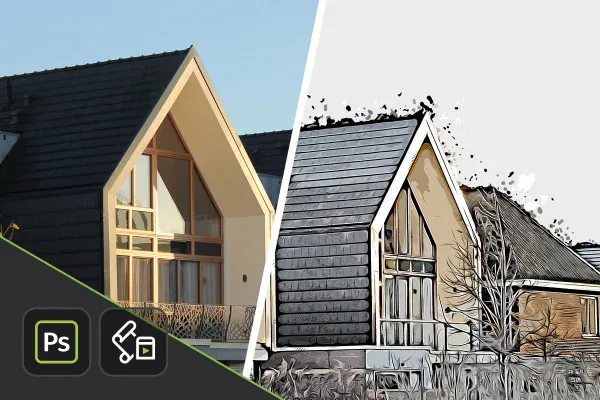 Photoshop-Akce "Architektura v malířském stylu" - prezentovat obrázky jako namalované.