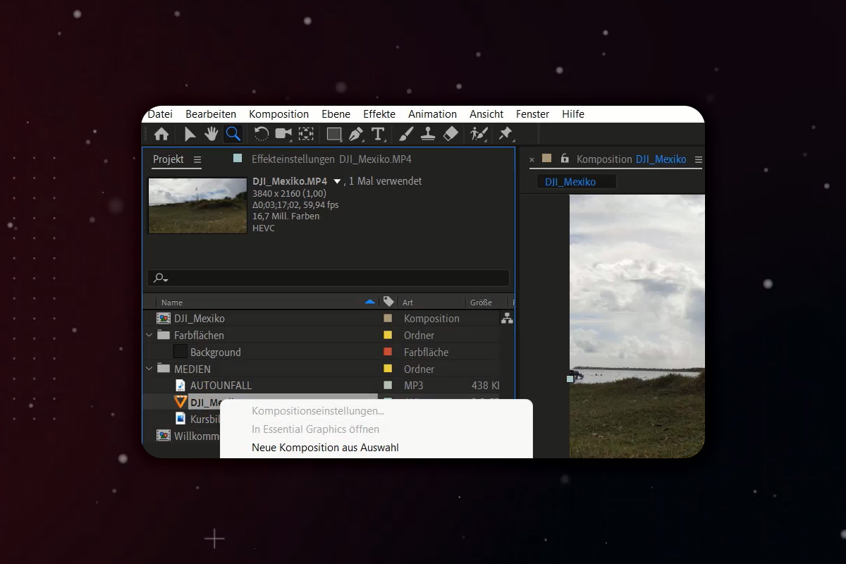 After Effects Tutorial: 2.4 | Oversigt over brugergrænsefladen: Projektområde
