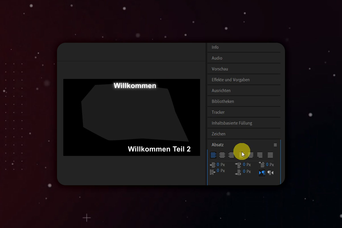 After Effects-guide: 2.6 | Oversigt over brugerfladen: Højre arbejdsområde - Info og lyd