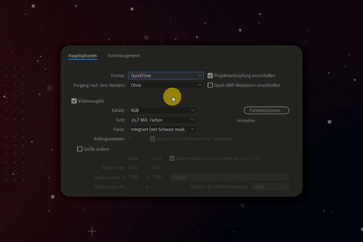 After Effects-tutorial: 4.2 | Eksport af videosekvens: Container-format MOV