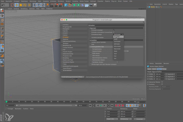 Cinema 4D for beginners - 3D practice: 1.3 units