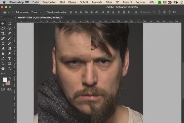Fúze - Pracovní postup morphingu v programu Photoshop - 03 portréty zarovnat