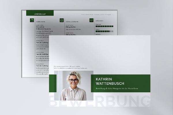 Mal for en digital søknadsmappe i liggende format (Mørkegrønn)