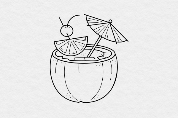 Illustrasjonene "Drink & Drikkevarer": Cocktails, Longdrinks, Øl, Vin og Musserende vin.