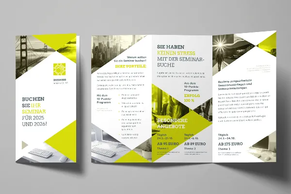Plantilla de folleto en diseño empresarial para equipamiento de empresas