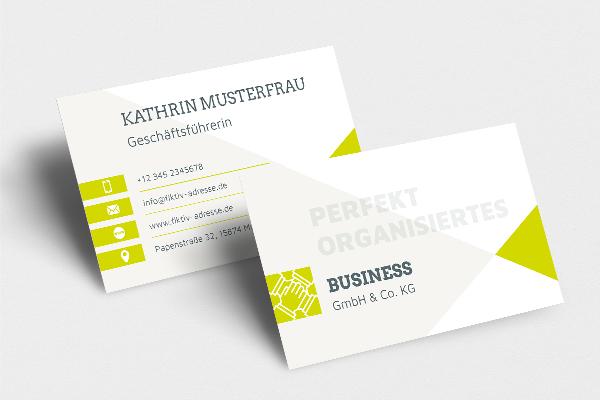 Liiketoiminnan suunnittelun käyntikorttimalli yrityksen tarvikkeita varten.