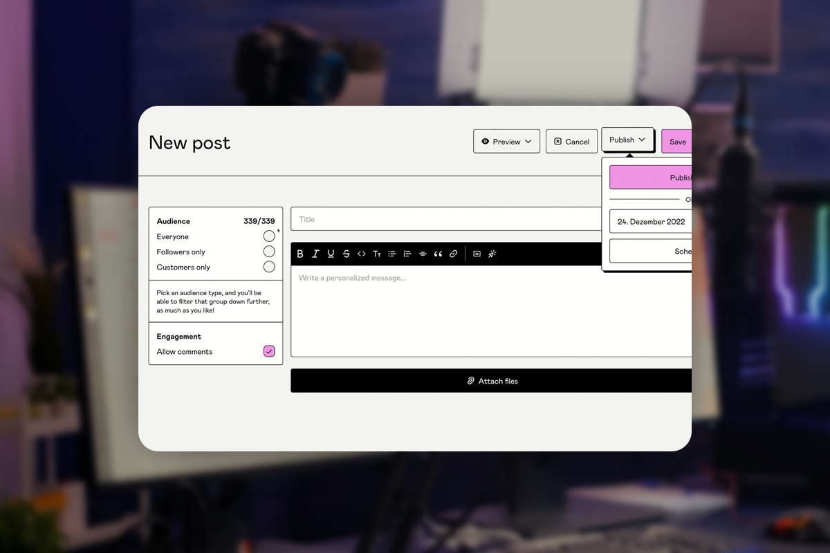 Livestreaming-guide: 8.1 | Meddela om livestreams - bygg din egen e-postlista