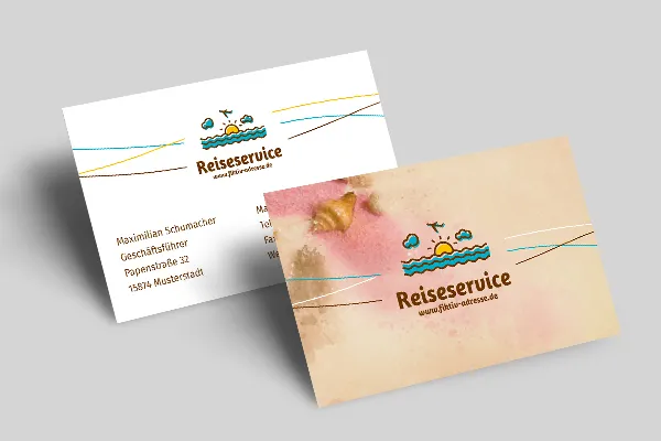 Business card template in Sunshine design for vacation and travel advertising