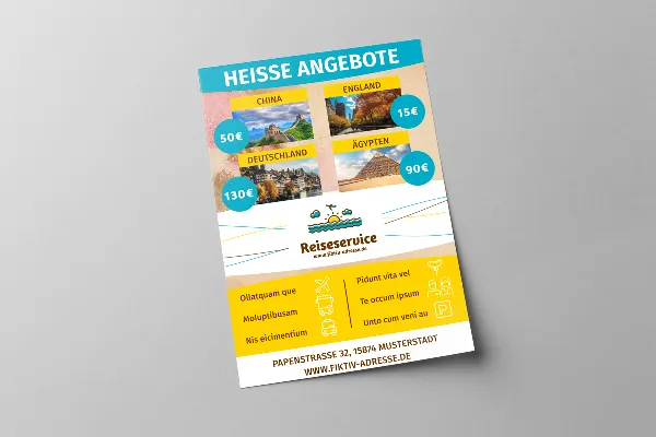 Een advertentiesjabloon in Sunshine-ontwerp voor vakantie- en reisadvertenties.