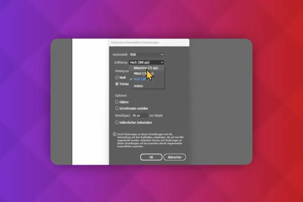 Adobe Illustrator: 3.1 | Bildgröße und Auflösung (DPI) ändern