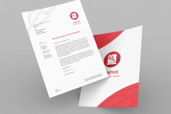 Briefpapier-Vorlage im Justice-Design für die Geschäftsausstattung