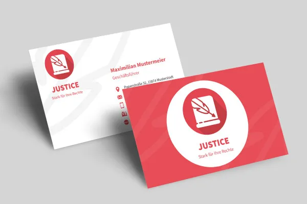 Business card template in Justice design for business stationery