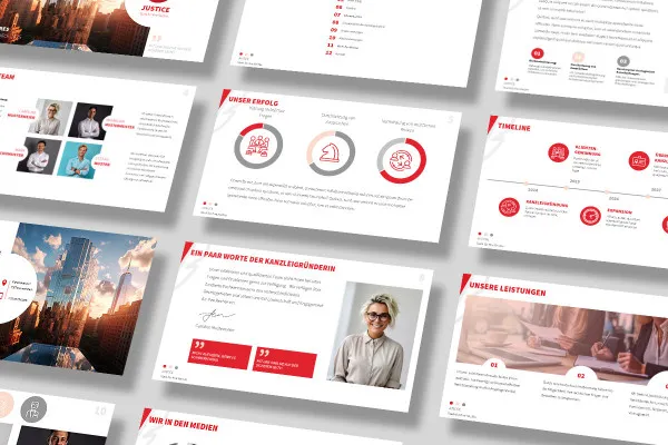 Presentatiesjabloon in Justitie-ontwerp voor de zakelijke inrichting.