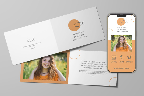 Confirmation - Template for invitation card "Fish" (A5 landscape)