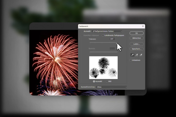 Freistellen mit Photoshop und KI: 06 | In Photoshop ein Feuerwerk auf unterschiedlichen schnellen Wegen freistellen