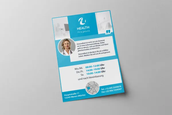 Een advertentiesjabloon in gezondheidsontwerp voor artsen en tandartsen.