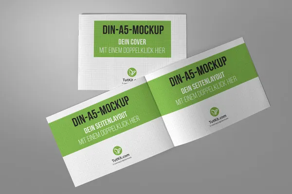 Modello per brochure in formato orizzontale A5: copertina e due pagine interne.