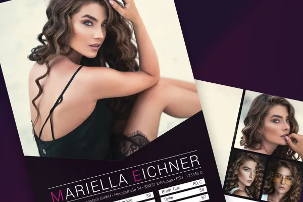 Sedcards malleille, ​​toimistoille ja valokuvaajille - malli 01