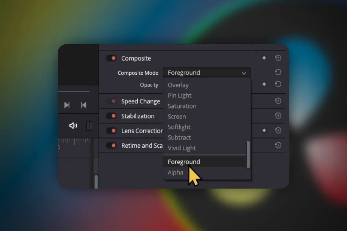 DaVinci Resolve: 4.3 | 합성 모드 (세 번째 부분)