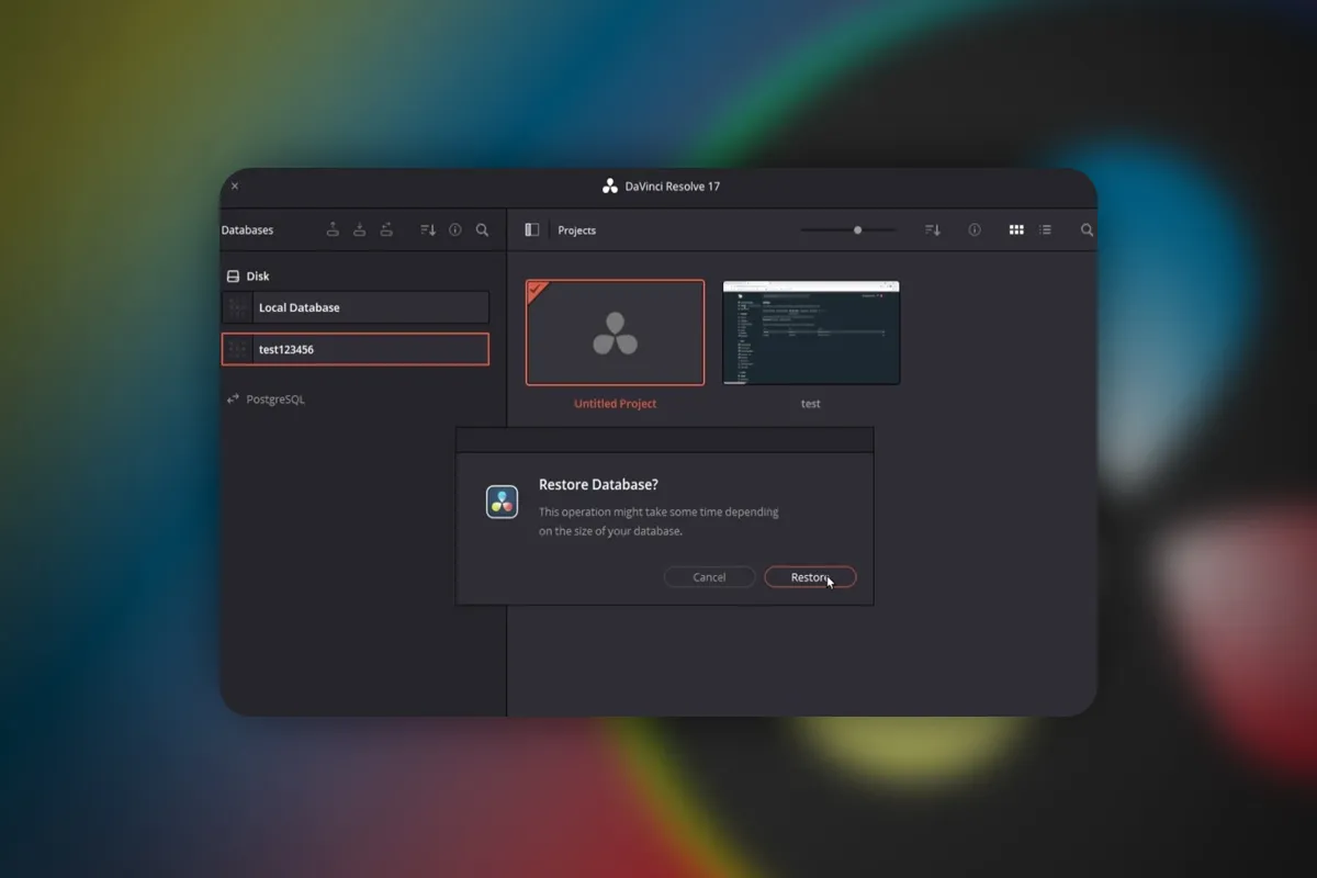 DaVinci Resolve: 4.5 | 프로젝트 백업 생성, 자동 저장