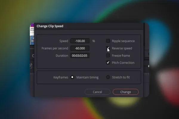 DaVinci Resolve: 5.6 | 클립을 역방향으로 재생