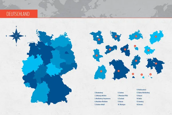 Vektorbasierte Landkarten: Deutschland, Bundesländer