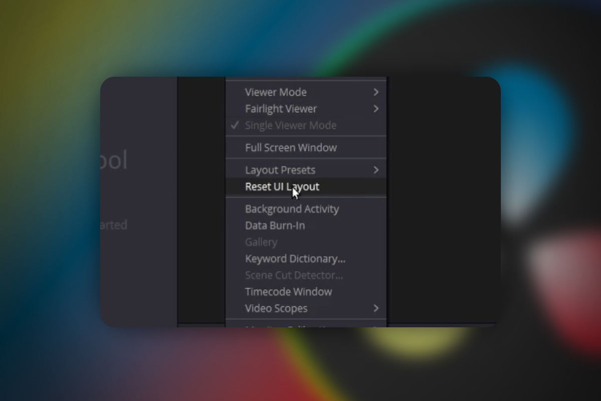 DaVinci Resolve: 9.3 | Tilbakestille UI Layout